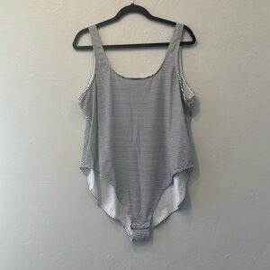 Plus size blue & white striped Old Navy bodysuit